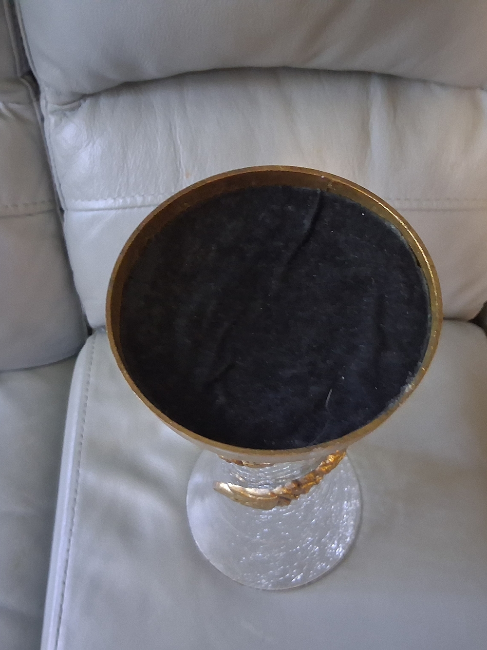 Vintage Brass & Crackled Glass Vase - Picture 12 of 12